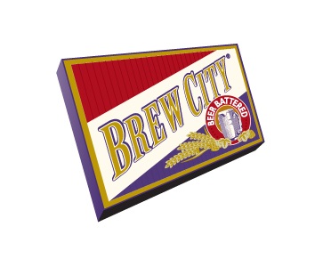 Brew City logo in red, white and red