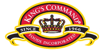 King's Command Foods Incorporated logo in white, red, black and yellow