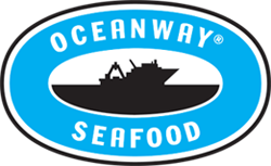 Oceanway Seafood logo in blue and white