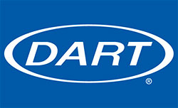 Dart logo in whhite writing with a blue background