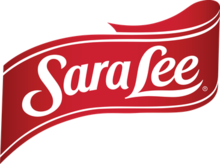 Sara Lee logo in white writing on a red ribbon
