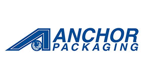 Anchor Packaging logo in blue writing