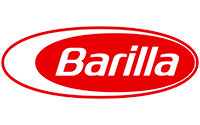 Barilla logo with white writing and a red background