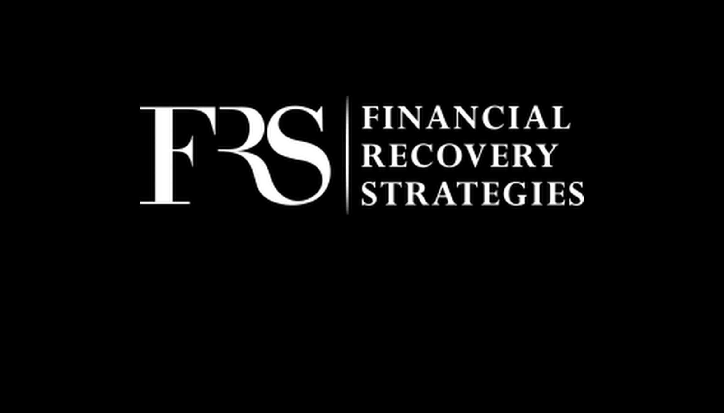 This is Financial Recovery Solution logo in black and white, featuring company name and emblem used on many branded material