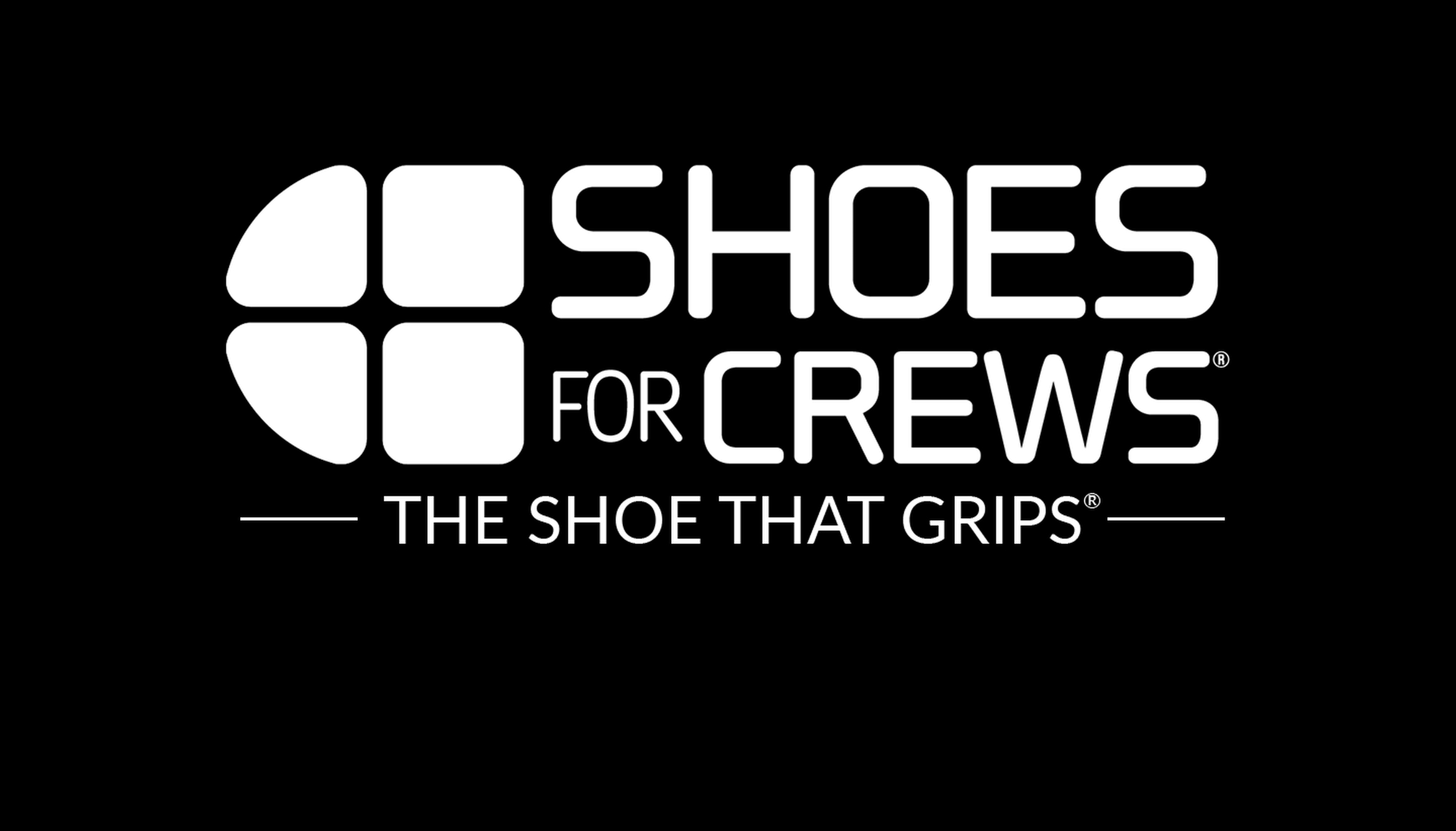 This is Shoe's for Crews logo in black and white, featuring company name and emblem used on many branded material